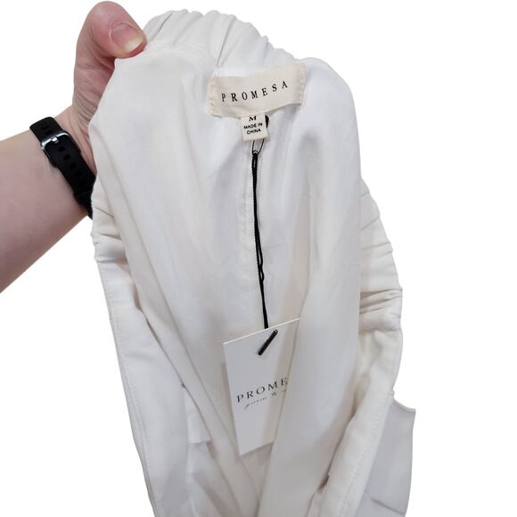 Promesa Pleated Trouser Shorts High Rise Elastic Waist Wide Leg White Medium - Picture 6 of 9